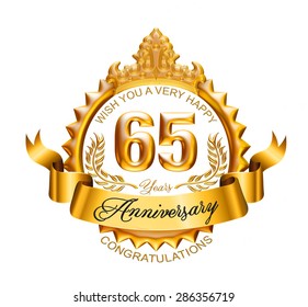 65 Years Anniversary Golden Laurel Wreath Stock Illustration 286356719 ...