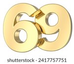 69 Number 3D With White Background