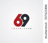 69 number linked uppercase logo black red in white background