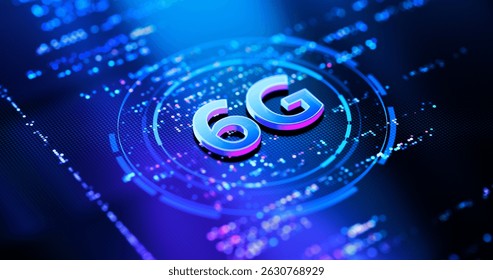6G Network - High-Speed Wireless Technology Concept. 3D Illustration