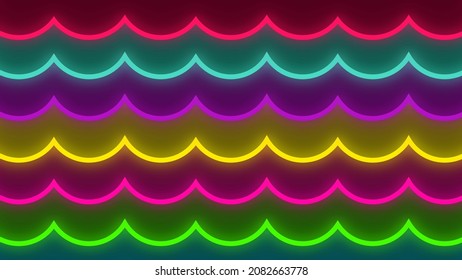 7 Vibrant Colours, Curly Pattern And A Retro Glowing Neon Look Together, To Make A Beautiful Illustration, 4k Wallpaper, Abstract Wallpaper.