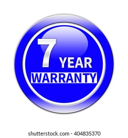 7 Year Warranty Button Isolated