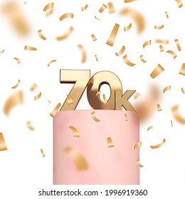70k social media followers or subscribers celebration background. 3D Rendering