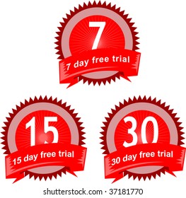 7,15 And 30 Day Free Trial Seal Icon Isolated On White