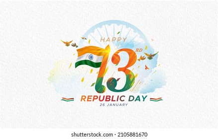 73rd Republic Day Of India Celebration. 26 January With Tricolor Flag