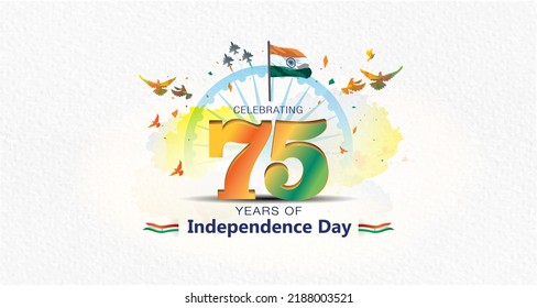 75 Year Independence Day Of India. Template Design With Indian Tricolor Flag.