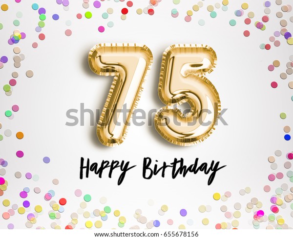 75th Birthday Celebration Gold Balloons Colorful Stock Illustration ...