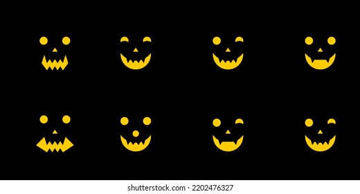 8 Faces, Thumbnails, Halloween, Glowing, Orange And Black