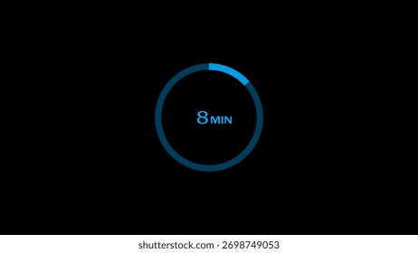 8 minutes timer clock icon concept illustration background 4k.
