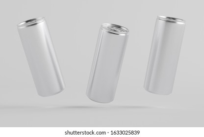 8 Oz. / 250ml Aluminium Soda / Energy Drink / Seltzer / Iced Coffee Can Mockup - Three Cans.  3D Illustration