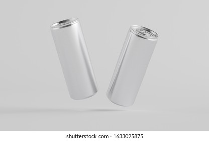 8 Oz. / 250ml Aluminium Soda / Energy Drink / Seltzer / Iced Coffee Can Mockup - Two Cans.  3D Illustration