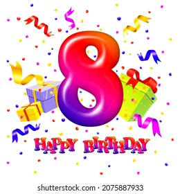 8 Year Happy Birthday Celebration Background Stock Illustration ...