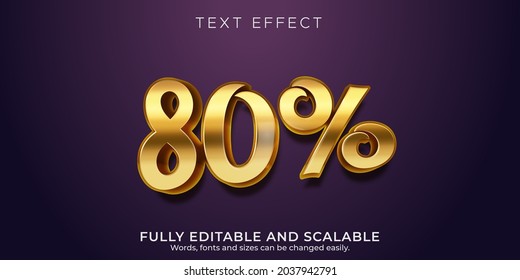 "80%" Editable Ai text effect, Golden text style Free Template