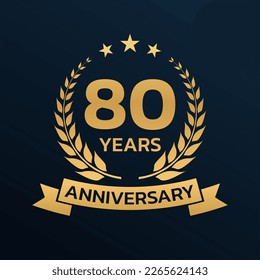 80 years anniversary laurel wreath logo or icon. Jubilee, birthday badge, label or emblem. 80th celebration design element. - Powered by Shutterstock