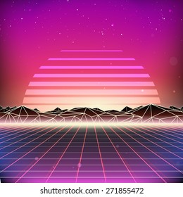 80s Retro Futurism Sci-Fi Background