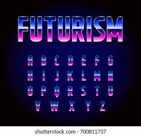 80s Retro Futurism Sci-Fi Font Alphabet Raster 