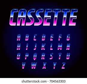 80s Retro Futurism Sci-Fi Font Alphabet Raster 