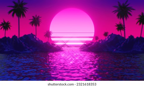 80s retro futuristic background 3D Rendering - Powered by Shutterstock