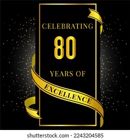 80th Anniversary Template Design in black and gold  - Powered by Shutterstock