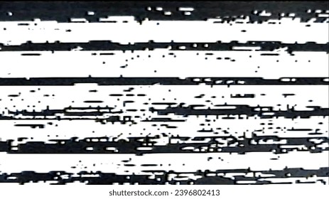 8-bit glitch. Pixel noise. Computer error. White black grain stripes texture analog static distortion abstract free space illustration background.