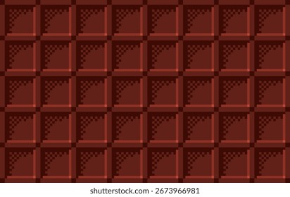 8-bit pixel art background featuring a pattern of brown color blocks with dark shading at with inner square. Ideas for retro game environments, digital art, assets for game, background, wallpaper