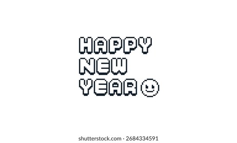8-bit pixel simple happy new year text background