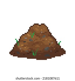 An 8-bit Retro-styled Pixel-art Illustration Of A Pile Of Dirt.