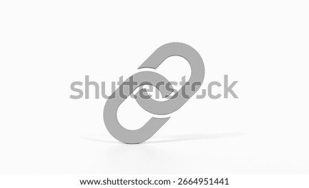 8K Gray 3D Render of Link Chain Icon with White Background for Hyperlinks, Connectivity, and Networking
