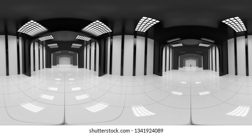 8K HDRI map, spherical environment panorama background, modern high contrast interior light source rendering, huge industrial hall (3d equirectangular rendering)

