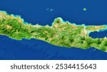 8K Java Island Map Of Indonesia, High Resolution Satellite View With No Border, Widescreen 4K Resolution