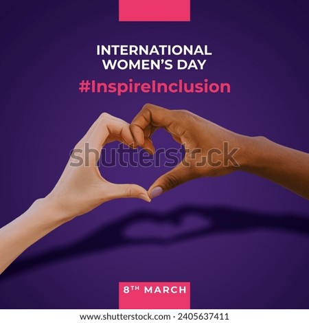 8th March hugging herself. Inspire Inclusion is the campaign theme of International Women's Day 2024. 2D rendering illustration. Stock foto © 