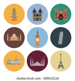 9 Flat Landmark Icons Stock Illustration 309013124 | Shutterstock