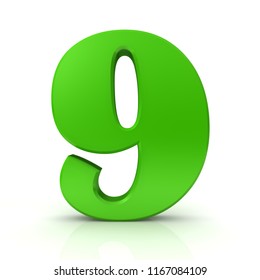 9 Nine Number Green 3d Rendering Stock Illustration 1167084109 ...