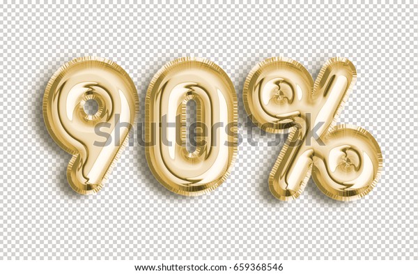 90% off discount promotion sale made of
realistic 3d Gold helium balloons with Clipping Path. Illustration
of balloon percent discount collection for your unique selling
poster, banner, discount,
ads.