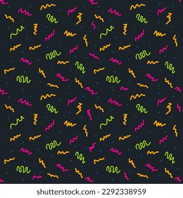 90 s  seamless pattern squiggle kid.Pattern for wrapping, wrapping, wallpaper, wrapping paper.