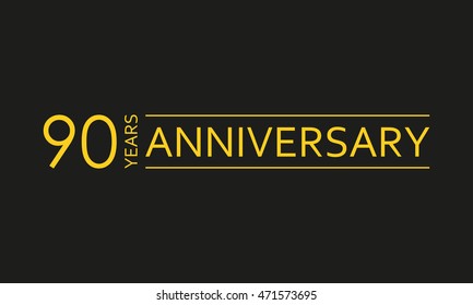 90 years anniversary emblem. Anniversary icon or label. 90 years celebration and congratulation design element.