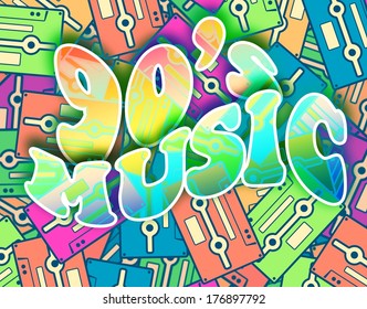 90s Music Retro Concept. Vintage Poster Design