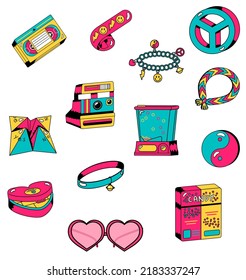 90s Style Icons Printable Jpg Bundle Stock Illustration 2183337247 ...