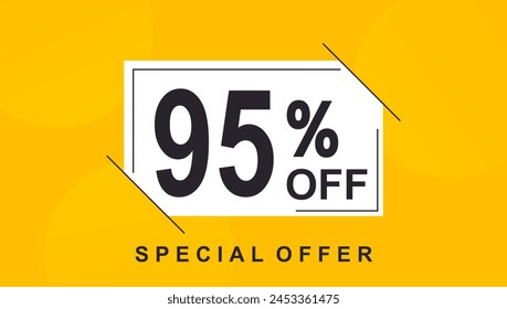 95% off discount creative vector banner illustration, sale special offer 95% off, 95% off discount creative vector
