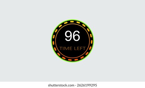 96 seconds countdown timer illustration. inside a yellow and red circle on white background emergency timer illustration, and 4k illustration.