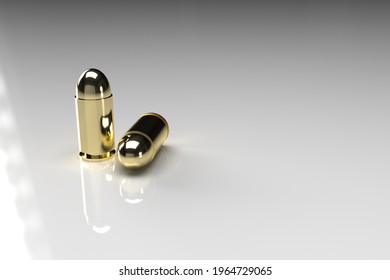 9mm bullet. 3d rendering object illustration