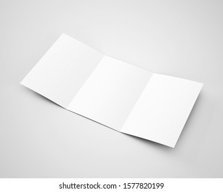 A4 A5 Three 3 Fold Tri Fold Brochure 3D Rendered White Blank Mockup