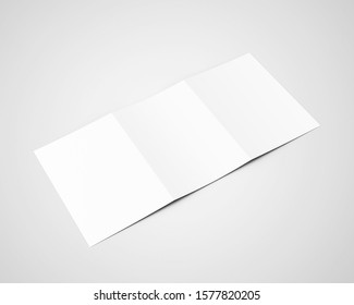 A4 A5 Three 3 Fold Tri Fold Brochure 3D Rendered White Blank Mockup