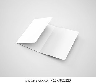 A4 A5 Three 3 Fold Tri Fold Brochure 3D Rendered White Blank Mockup