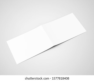 A4 A5 Us Letter Horizontal Landscape Bifold Brochure 3D Rendered White Blank Mockup