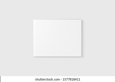 A4 A5 Us Letter Horizontal Landscape Bifold Brochure 3D Rendered White Blank Mockup