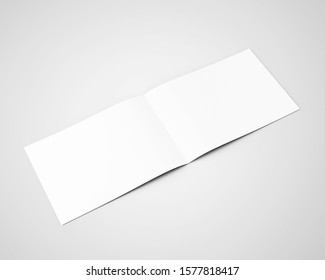 A4 A5 Us Letter Horizontal Landscape Bifold Brochure 3D Rendered White Blank Mockup