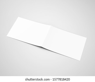 A4 A5 Us Letter Horizontal Landscape Bifold Brochure 3D Rendered White Blank Mockup