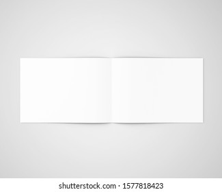 A4 A5 Us Letter Horizontal Landscape Bifold Brochure 3D Rendered White Blank Mockup