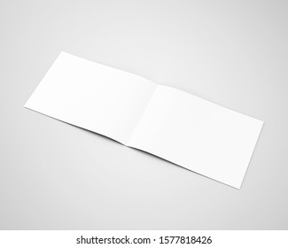 A4 A5 Us Letter Horizontal Landscape Bifold Brochure 3D Rendered White Blank Mockup